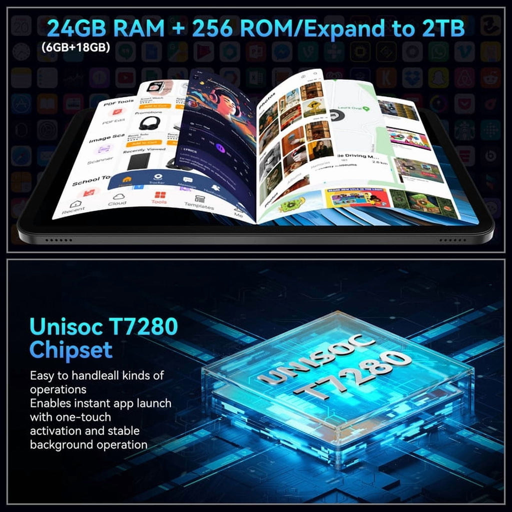 Blackview OSCAL 2026 13.4" AI Tablet, Android 16, 24GB RAM 256GB ROM, 1TB Expand, T7280 Octa-Core CPU, 8+16MP Camera, 8300mAh, 5G Wifi, Gemini Al Tablet with Keyboard, Mouse, Black