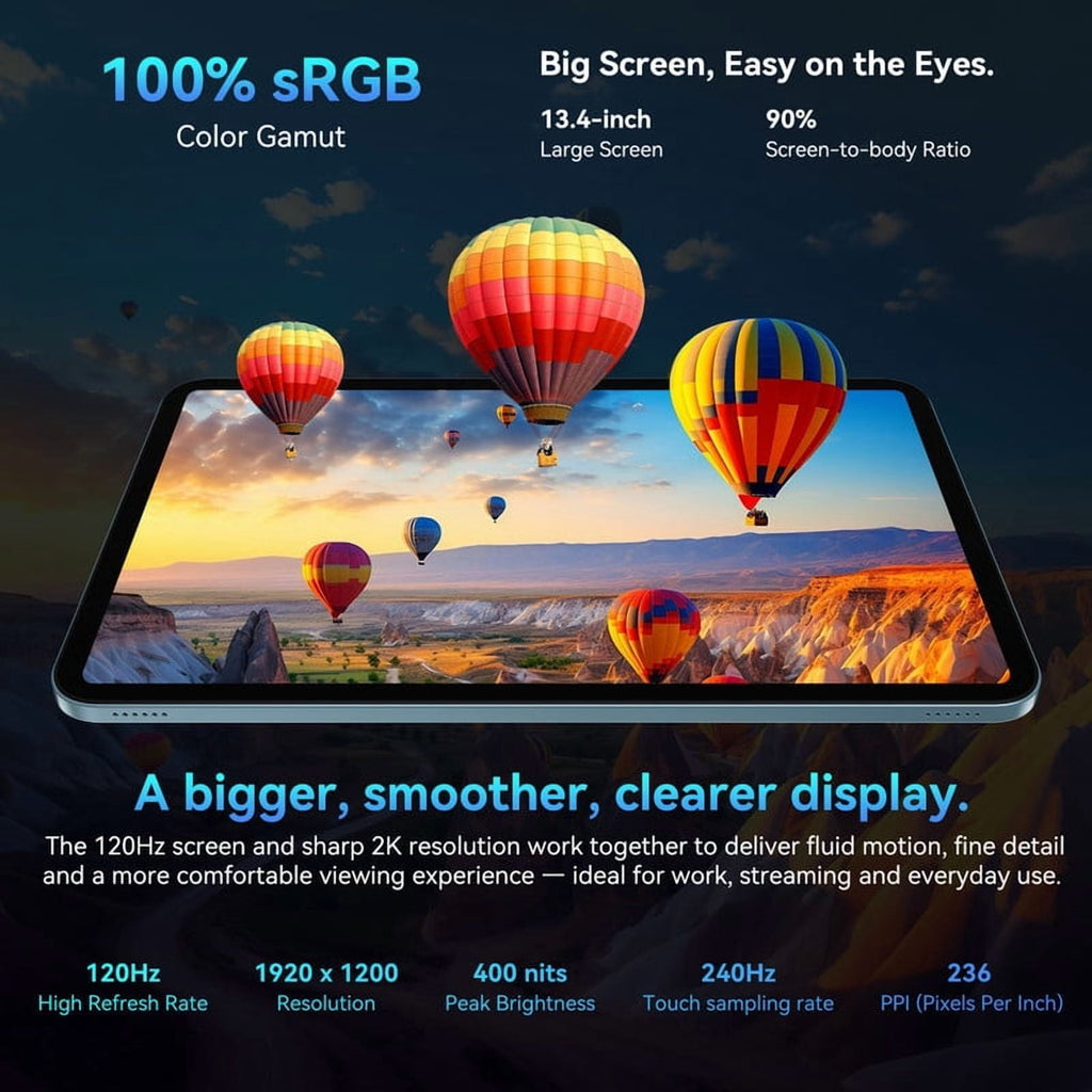 Blackview OSCAL 2026 13.4" AI Tablet, Android 16, 24GB RAM 256GB ROM, 1TB Expand, T7280 Octa-Core CPU, 8+16MP Camera, 8300mAh, 5G Wifi, Gemini Al Tablet with Keyboard, Mouse, Blue